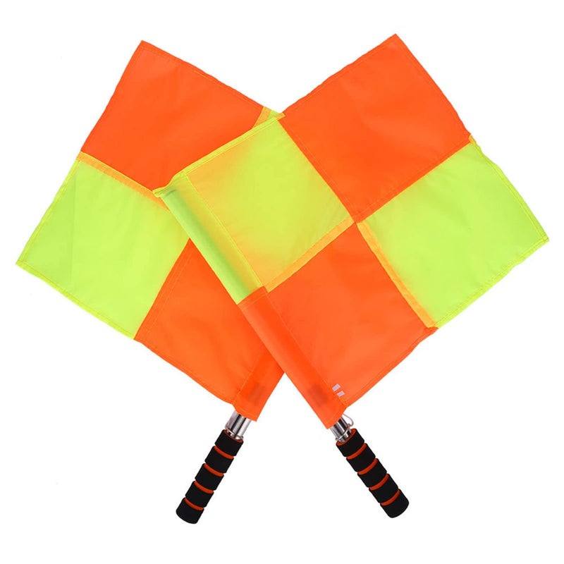 Eboxer 2 Pieces Referee Flag for Soccer Referee, Soccer Linesman Flag for Training Match, with Storage Bag & Steel Tube - Image 1